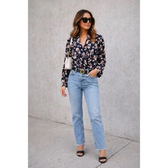 ANN TAYLOR Black Floral Blouse - Picture 2 of 7